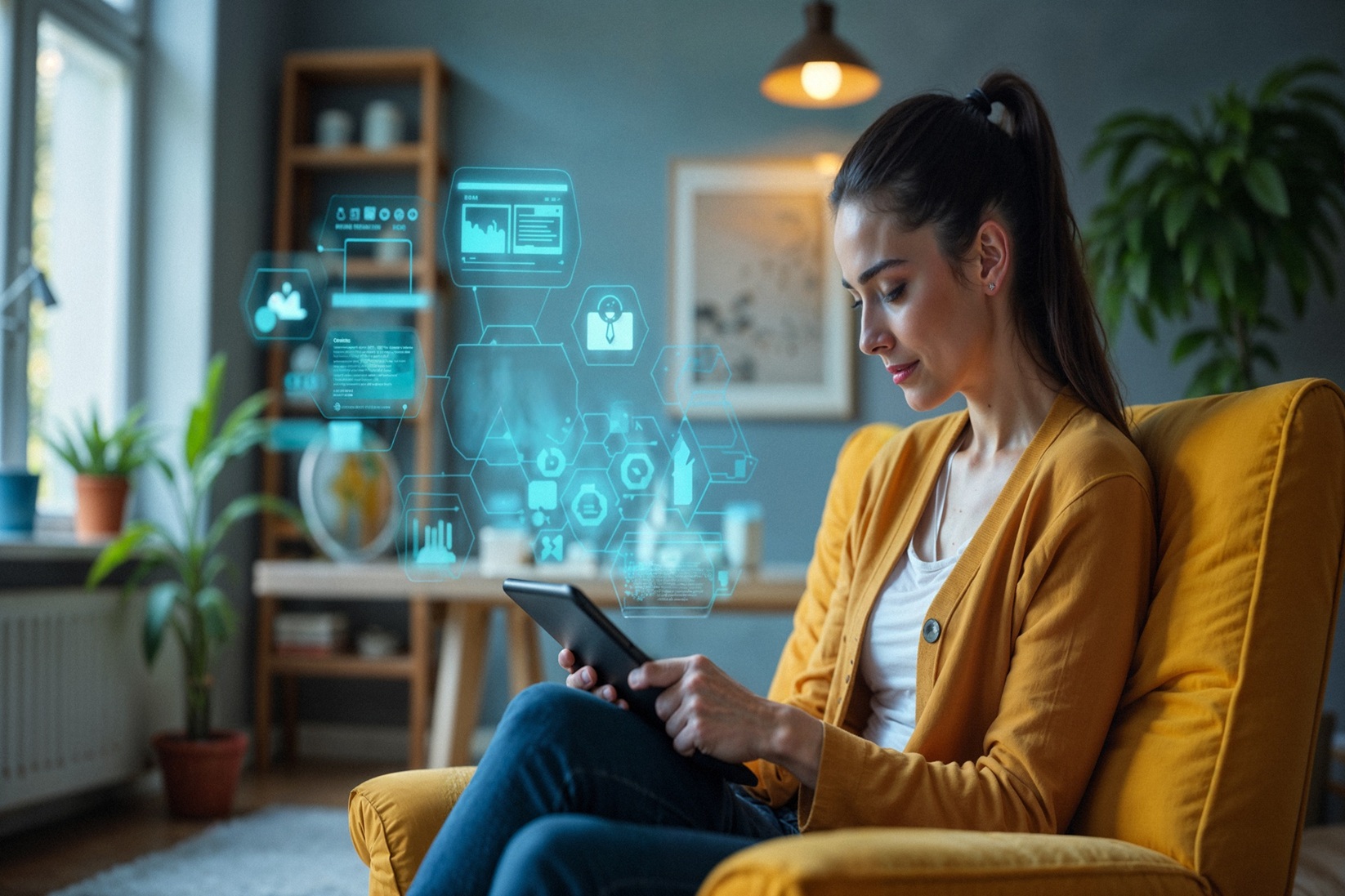 woman-using-tablet-home